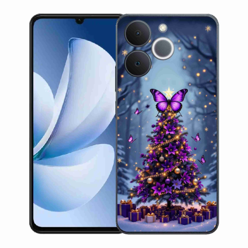 Gelový kryt mmCase na Realme Note 70T - motýlí vánoční stromek