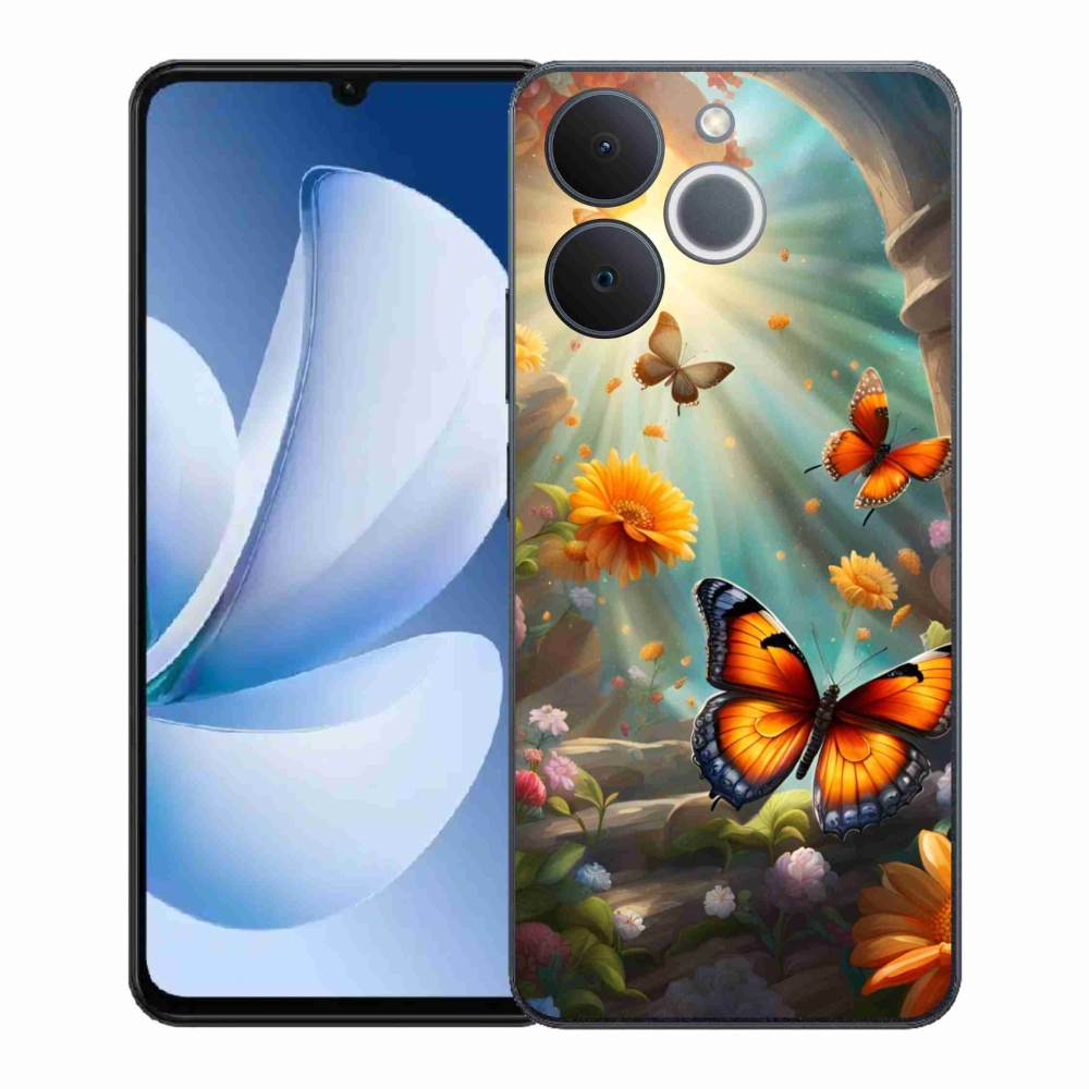 Gelový kryt mmCase na Realme Note 70T - motýlí zahrada 2