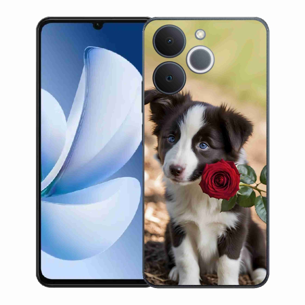 Gelový kryt mmCase na Realme Note 70T - roztomilá border kolie s růží