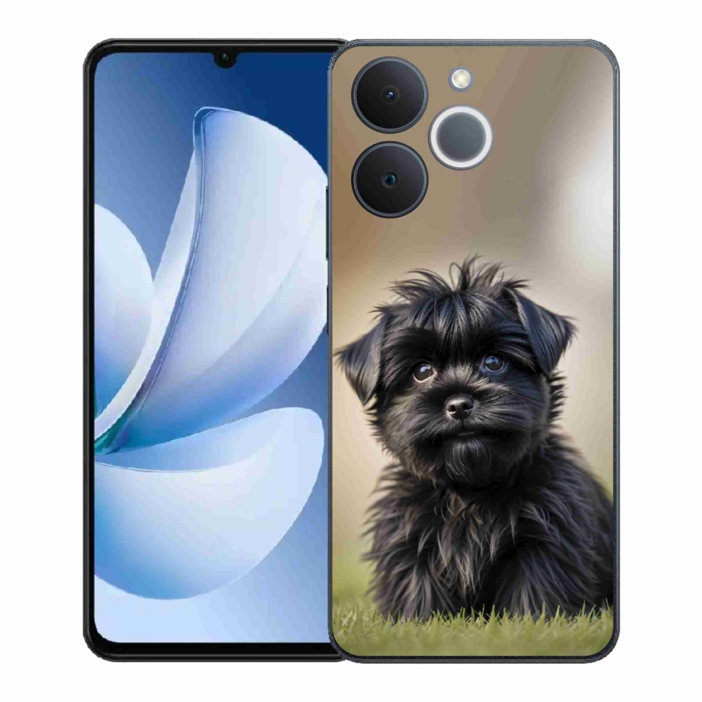 Gelový kryt mmCase na Realme Note 70T - roztomilý černý pejsek
