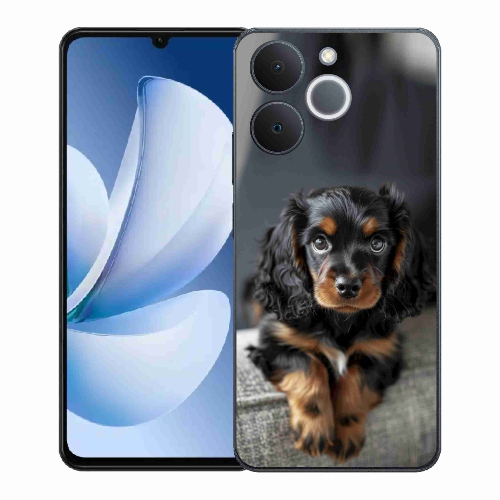Gelový kryt mmCase na Realme Note 70T - roztomilý dlouhosrstý jezevčík