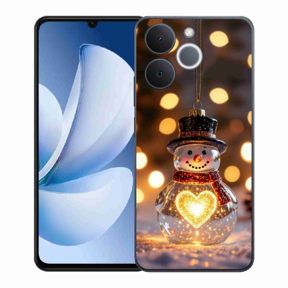 Gelový kryt mmCase na Realme Note 70T - svítící vánoční sněhulák