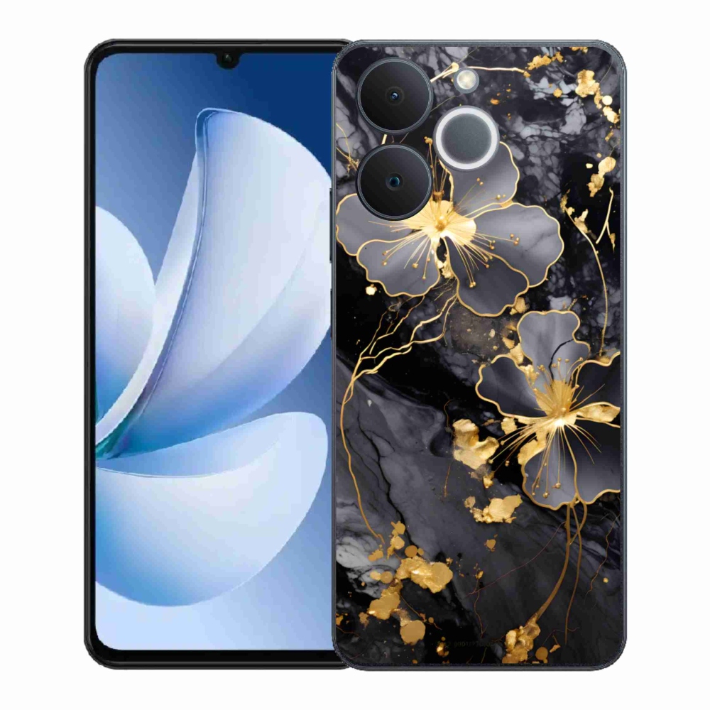 Gelový kryt mmCase na Realme Note 70T - zlaté květy