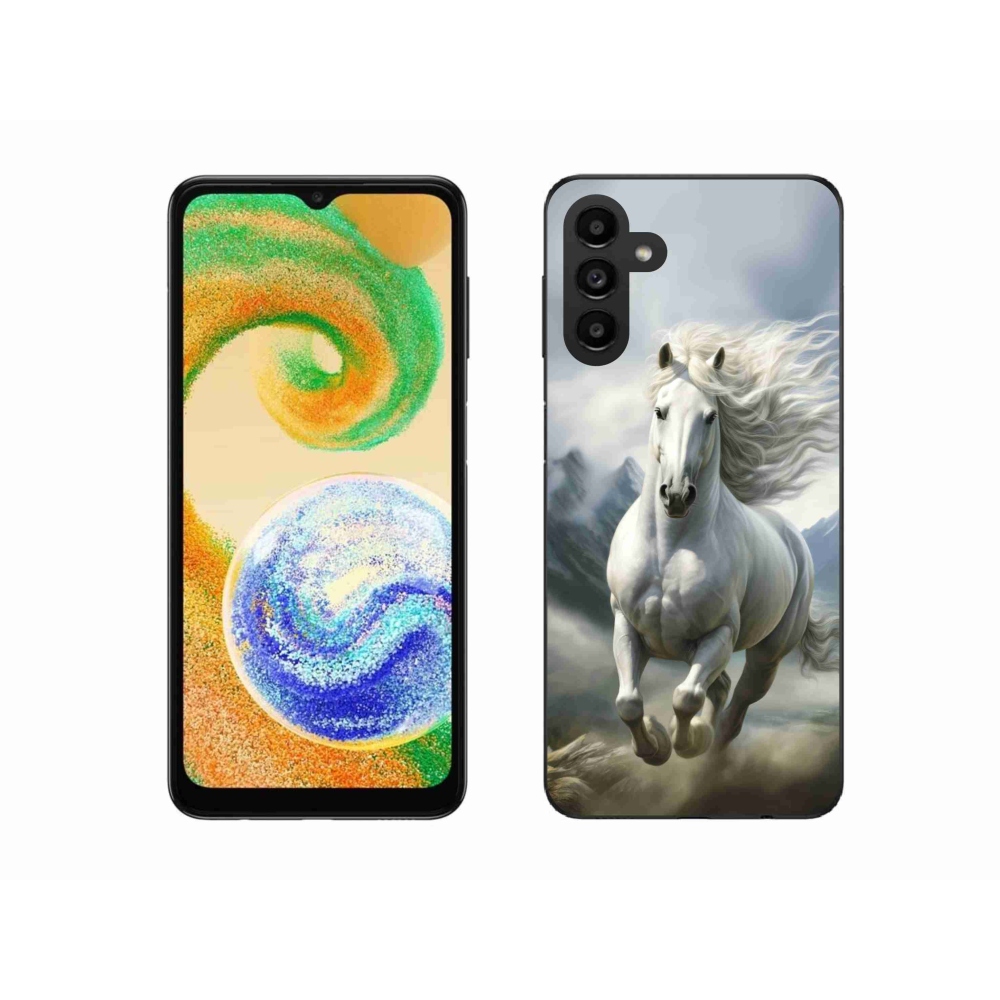 Gelový kryt mmCase na Samsung Galaxy A04s (164,7x76,7x9,1 mm) - běžící bílý kůň 3