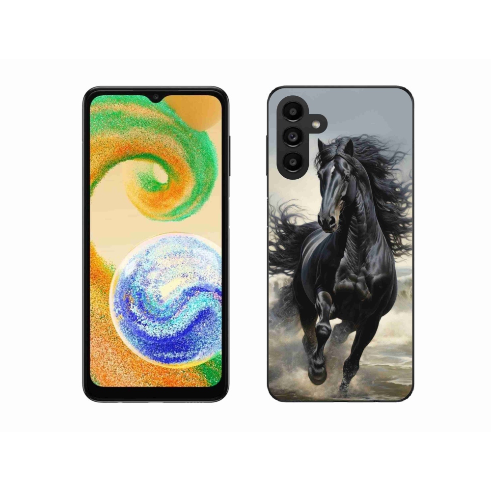 Gelový kryt mmCase na Samsung Galaxy A04s (164,7x76,7x9,1 mm) - běžící černý kůň