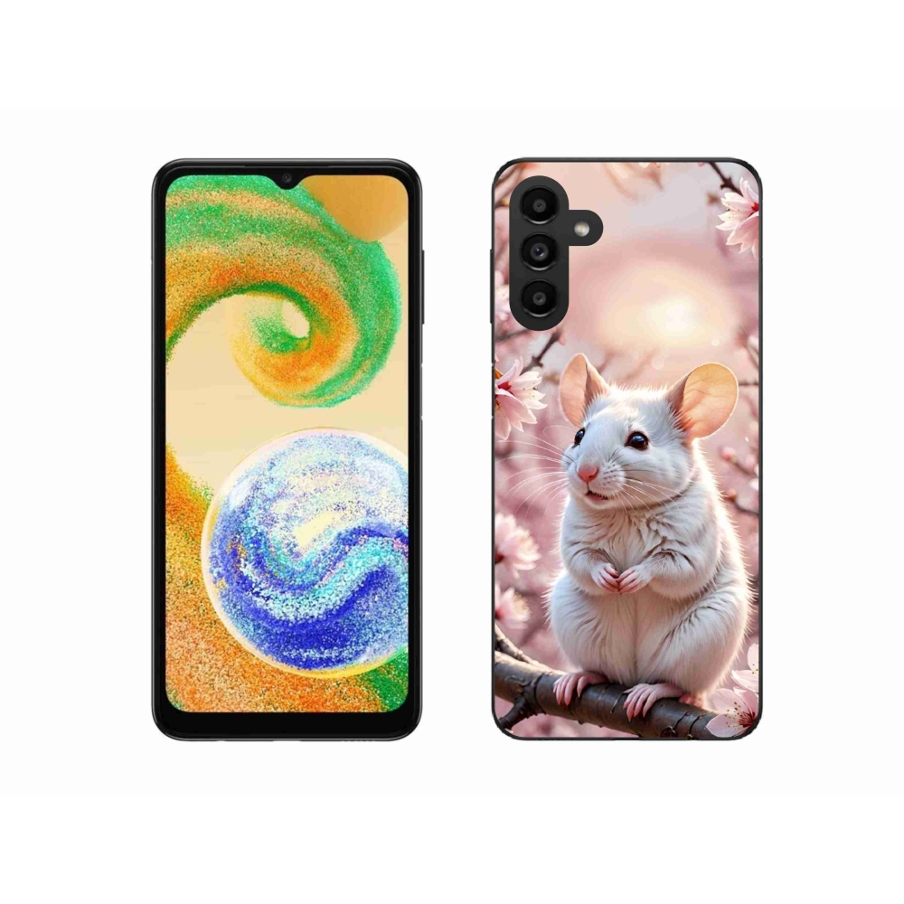 Gelový kryt mmCase na Samsung Galaxy A04s (164,7x76,7x9,1 mm) - bílá myš na větvi