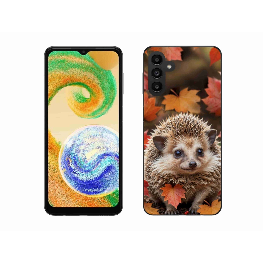 Gelový kryt mmCase na Samsung Galaxy A04s (164,7x76,7x9,1 mm) - ježek v listí