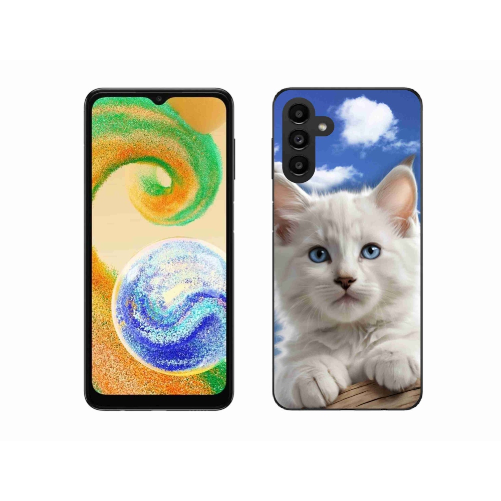 Gelový kryt mmCase na Samsung Galaxy A04s (164,7x76,7x9,1 mm) - kotě a oblaka