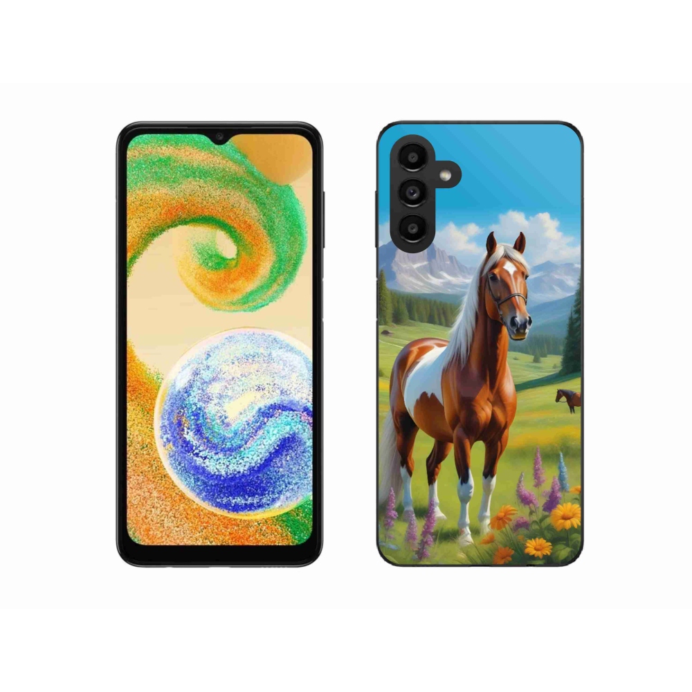 Gelový kryt mmCase na Samsung Galaxy A04s (164,7x76,7x9,1 mm) - kůň na louce