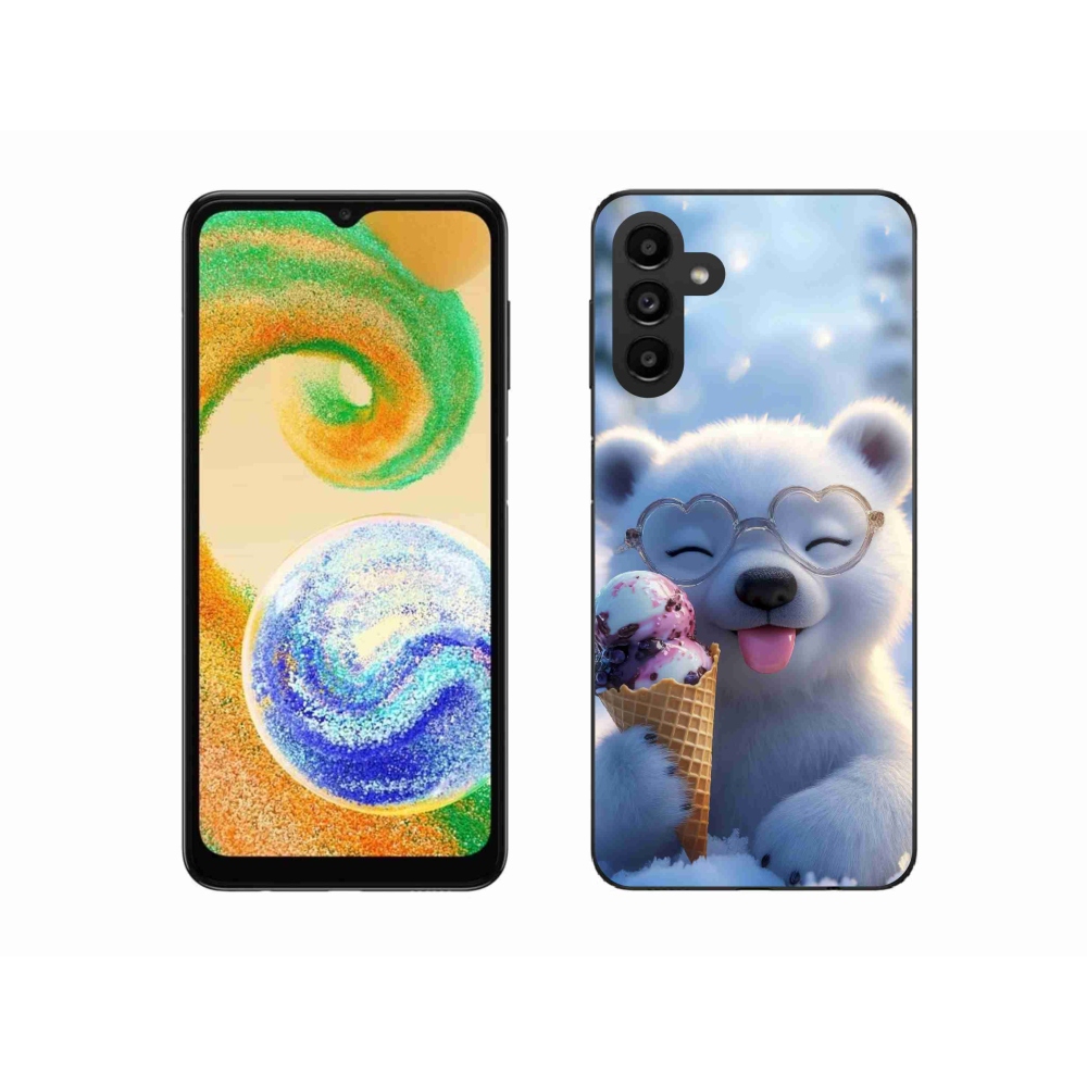 Gelový kryt mmCase na Samsung Galaxy A04s (164,7x76,7x9,1 mm) - medvídek se zmrzlinou