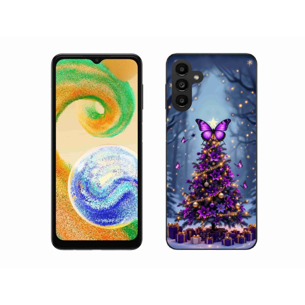 Gelový kryt mmCase na Samsung Galaxy A04s (164,7x76,7x9,1 mm) - motýlí vánoční stromek