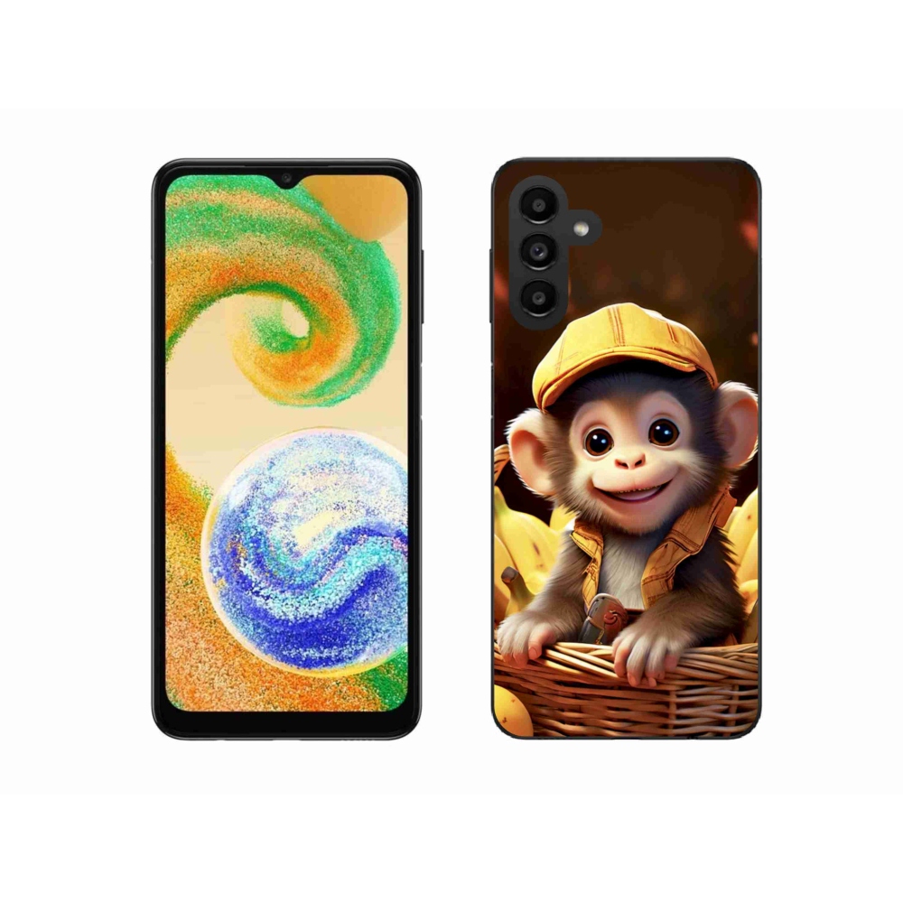 Gelový kryt mmCase na Samsung Galaxy A04s (164,7x76,7x9,1 mm) - opice v košíku