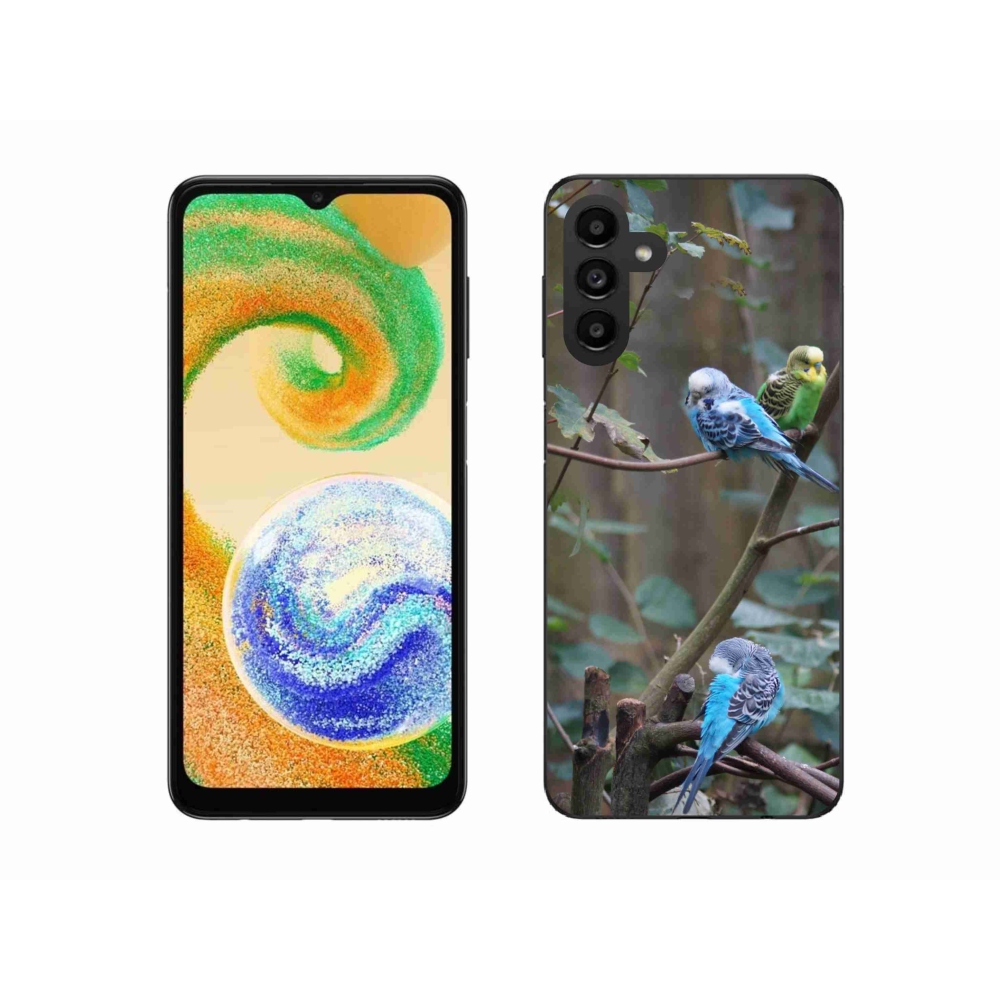 Gelový kryt mmCase na Samsung Galaxy A04s (164,7x76,7x9,1 mm) - papoušci na větvi
