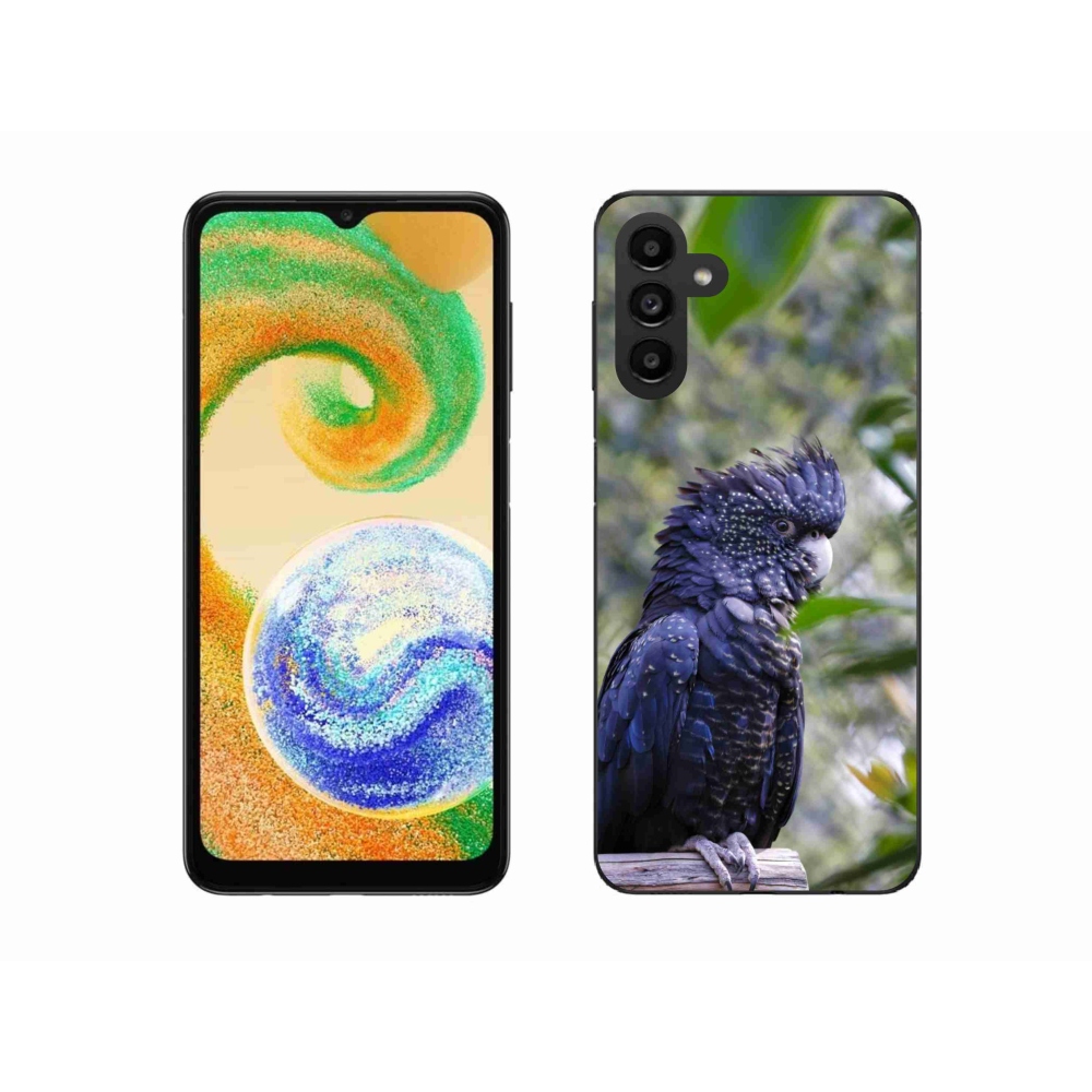 Gelový kryt mmCase na Samsung Galaxy A04s (164,7x76,7x9,1 mm) - papoušek kakadu černý