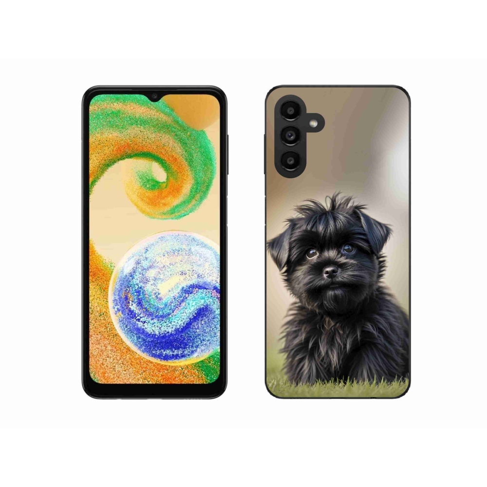 Gelový kryt mmCase na Samsung Galaxy A04s (164,7x76,7x9,1 mm) - roztomilý černý pejsek