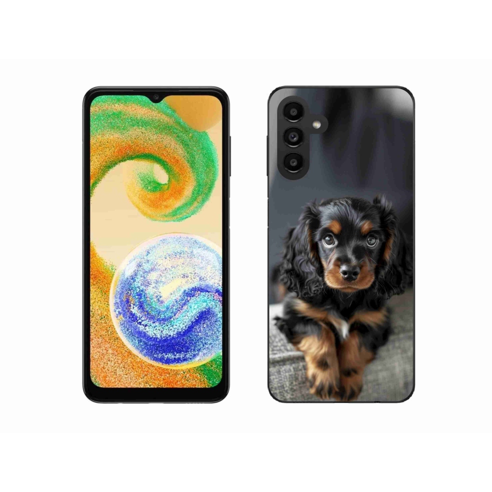 Gelový kryt mmCase na Samsung Galaxy A04s (164,7x76,7x9,1 mm) - roztomilý dlouhosrstý jezevčík