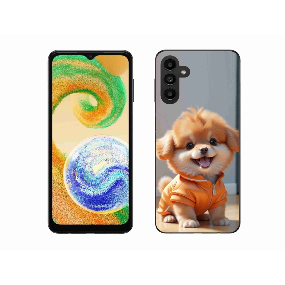 Gelový kryt mmCase na Samsung Galaxy A04s (164,7x76,7x9,1 mm) - roztomilý pomeranian v mikině