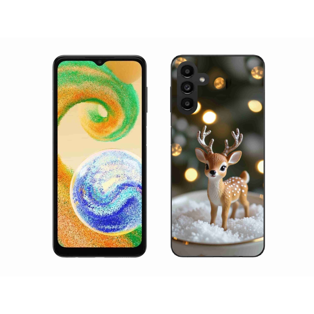 Gelový kryt mmCase na Samsung Galaxy A04s (164,7x76,7x9,1 mm) - roztomilý vánoční jelen