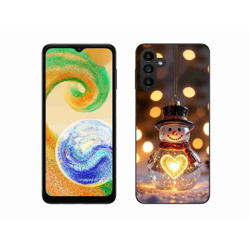 Gelový kryt mmCase na Samsung Galaxy A04s (164,7x76,7x9,1 mm) - svítící vánoční sněhulák