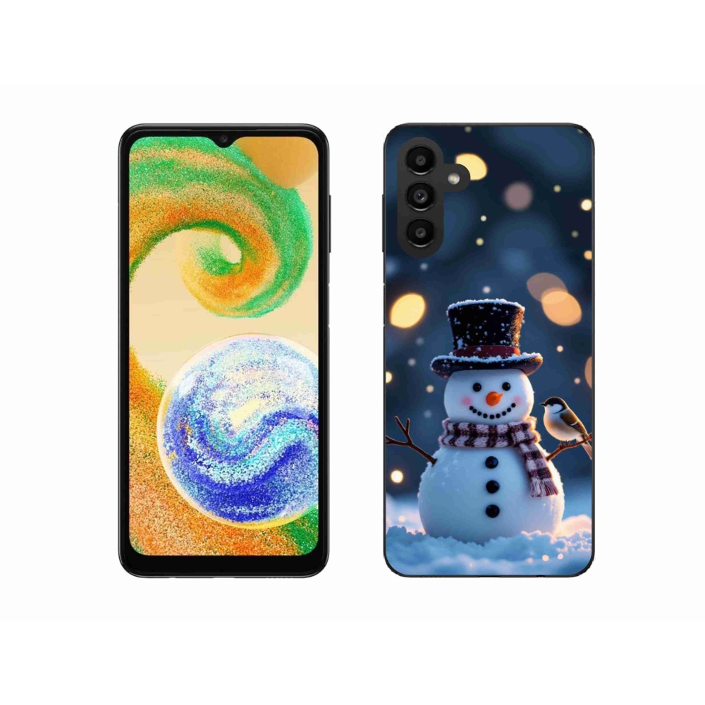 Gelový kryt mmCase na Samsung Galaxy A04s (164,7x76,7x9,1 mm) - vánoční sněhulák