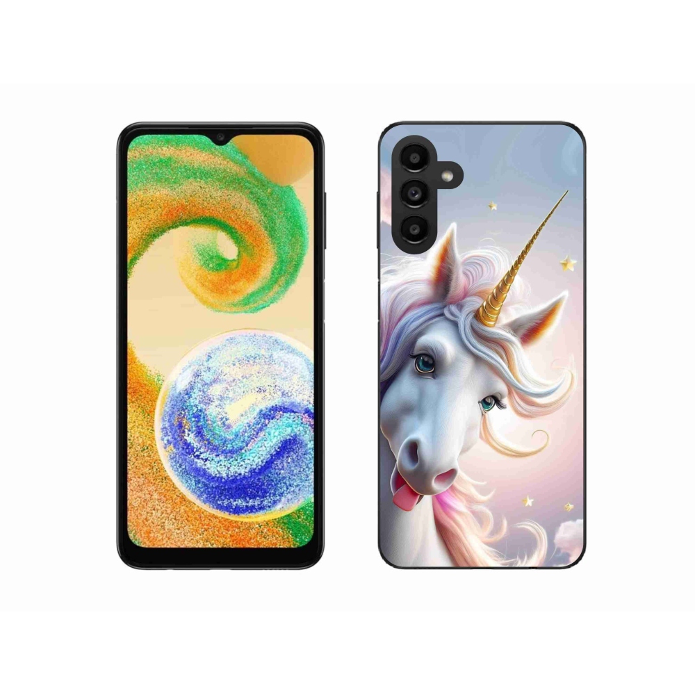 Gelový kryt mmCase na Samsung Galaxy A04s (164,7x76,7x9,1 mm) - veselý jednorožec