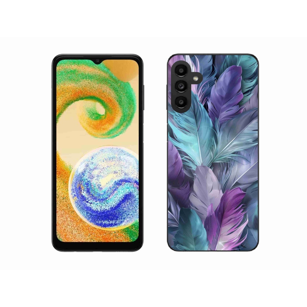 Gelový kryt mmCase na Samsung Galaxy A04s - barevné peří 2