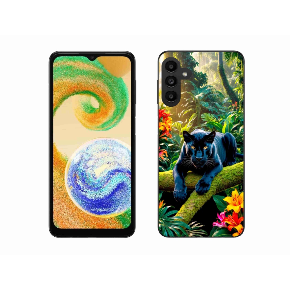 Gelový kryt mmCase na Samsung Galaxy A04s - černý panter v džungli
