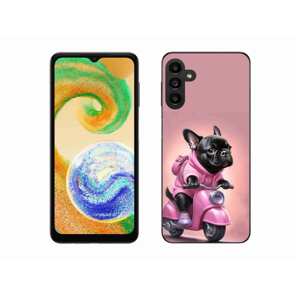 Gelový kryt mmCase na Samsung Galaxy A04s - francouzský buldoček na skútru