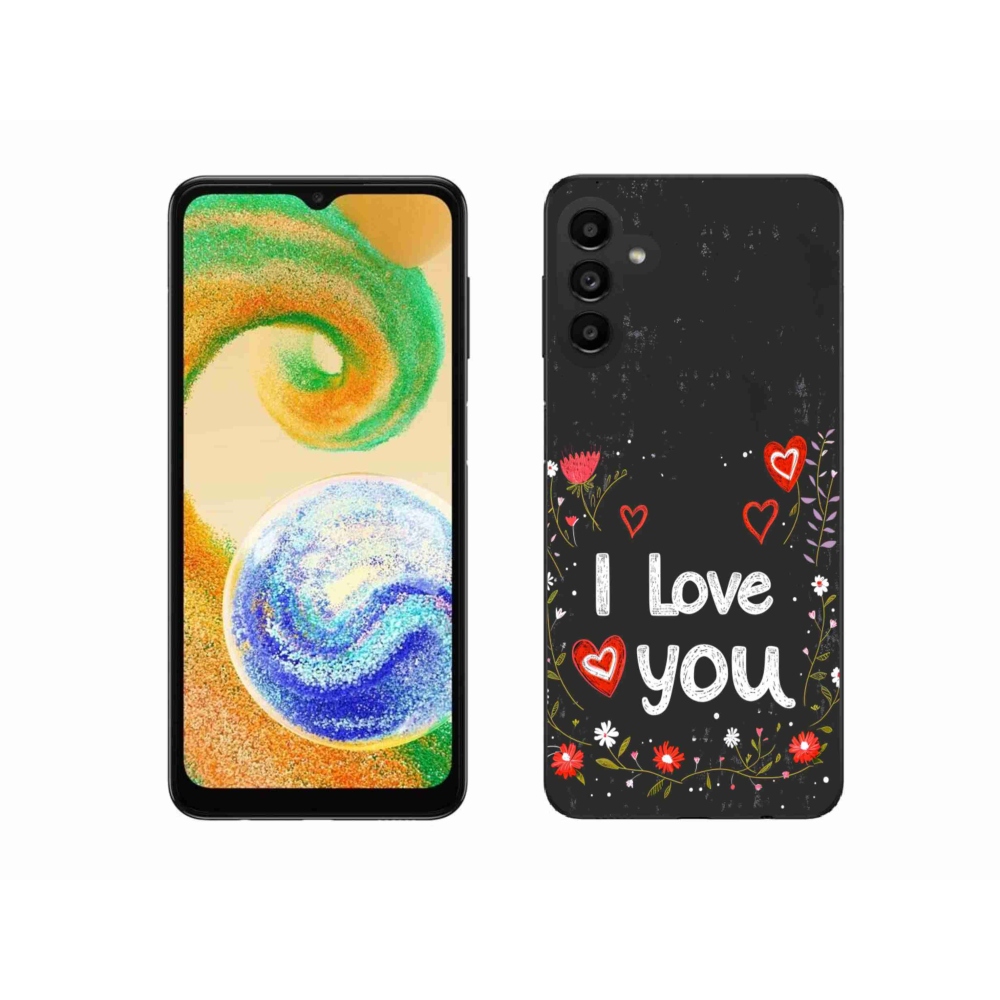 Gelový kryt mmCase na Samsung Galaxy A04s - I love you černé pozadí