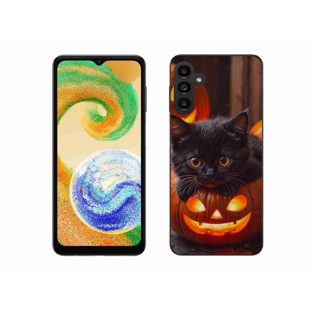 Gelový kryt mmCase na Samsung Galaxy A04s - kotě a dýně