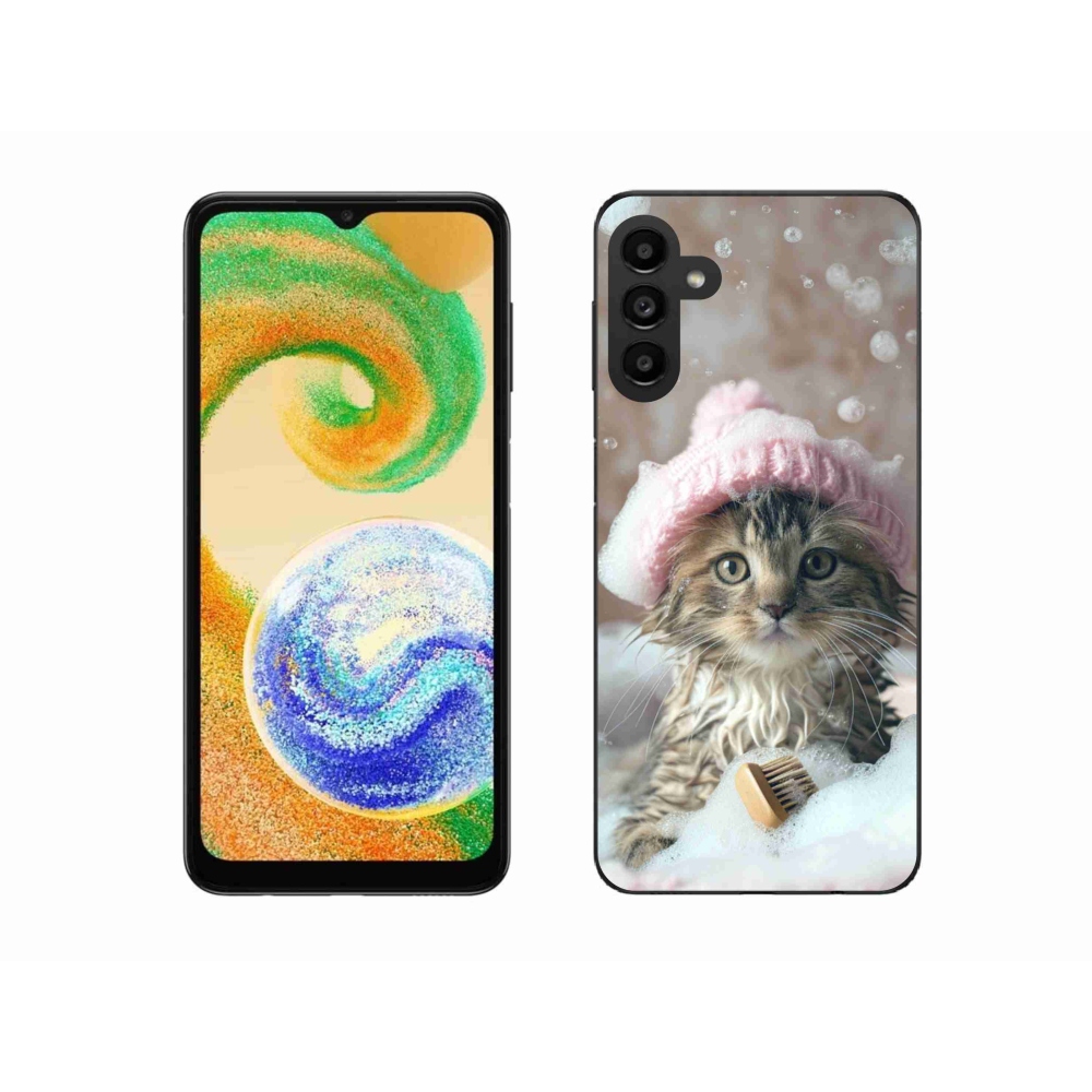 Gelový kryt mmCase na Samsung Galaxy A04s - kotě a koupel