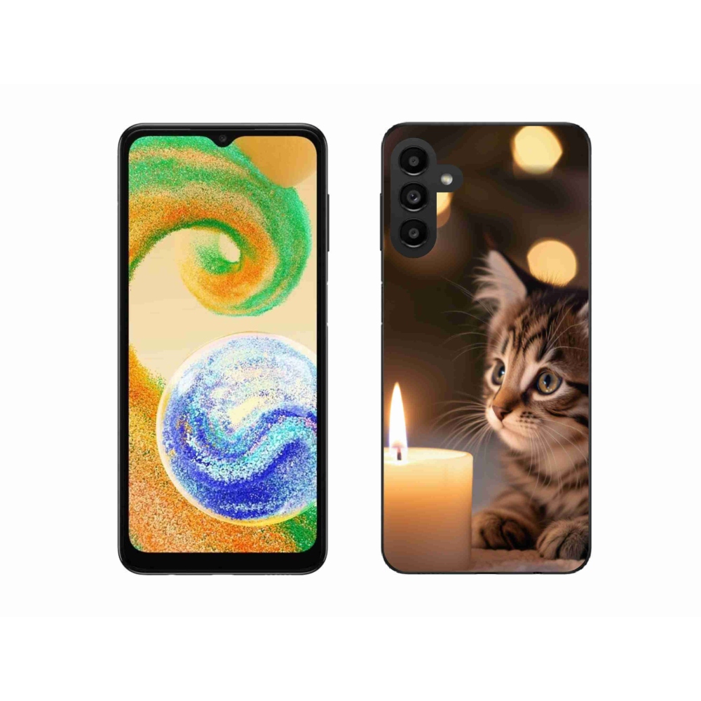 Gelový kryt mmCase na Samsung Galaxy A04s - kotě a svíčka