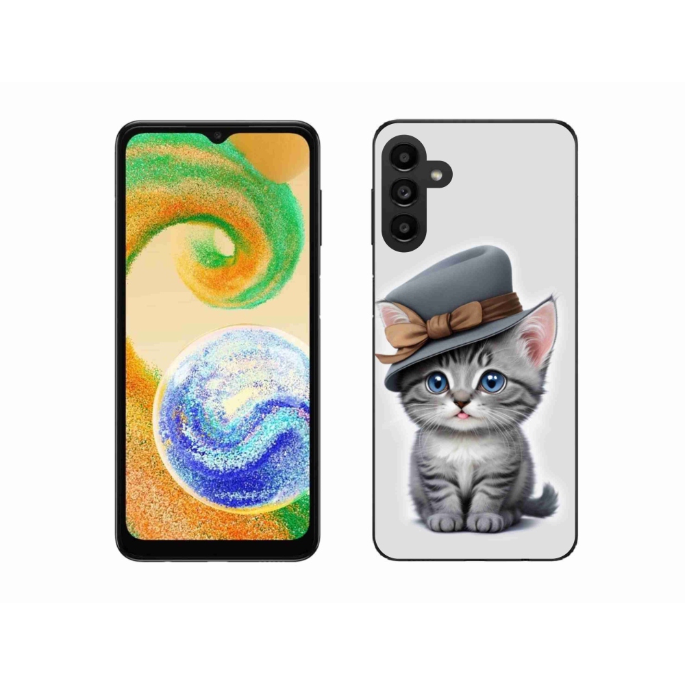 Gelový kryt mmCase na Samsung Galaxy A04s - kotě s kloboukem