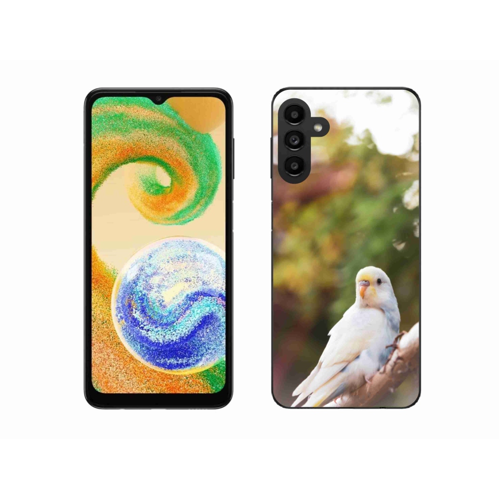 Gelový kryt mmCase na Samsung Galaxy A04s - papoušek andulka bílá