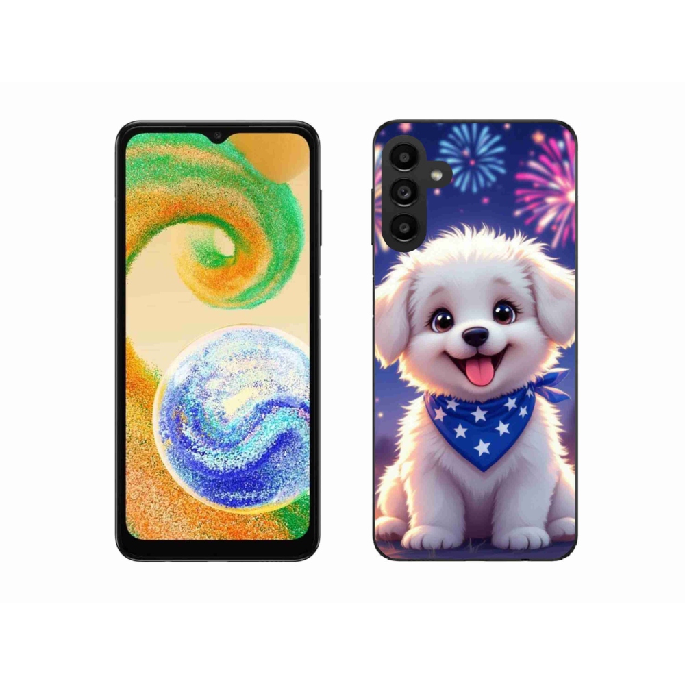 Gelový kryt mmCase na Samsung Galaxy A04s - slavnostní štěně
