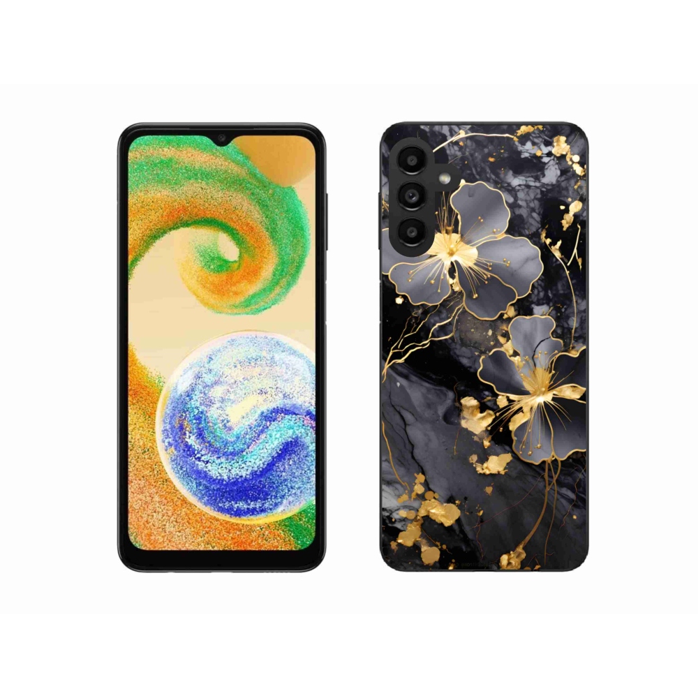 Gelový kryt mmCase na Samsung Galaxy A04s - zlaté květy
