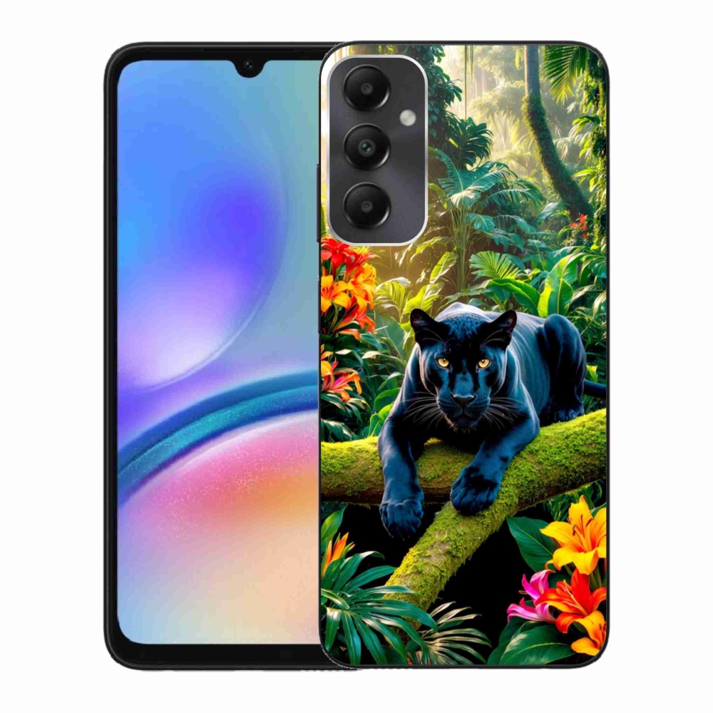 Gelový kryt mmCase na Samsung Galaxy A05s - černý panter v džungli
