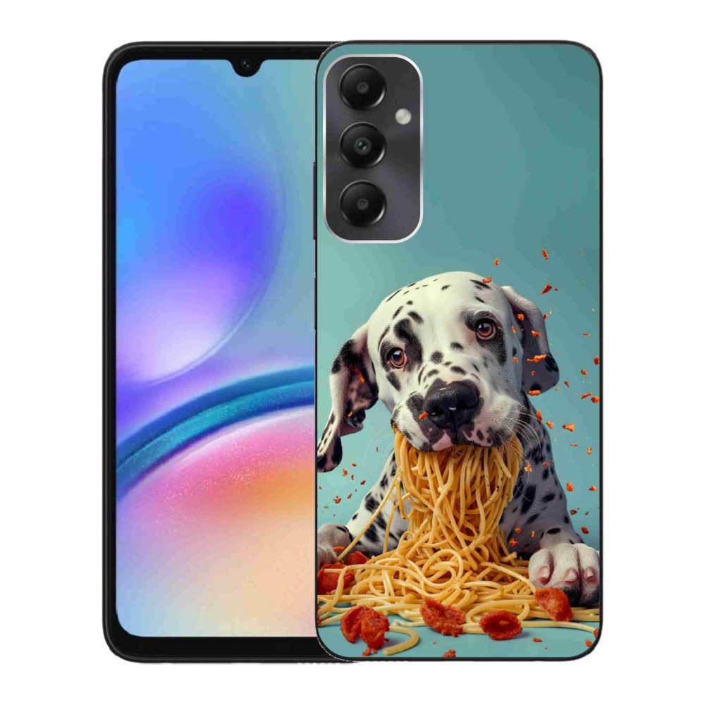 Gelový kryt mmCase na Samsung Galaxy A05s - dalmatin a špagety