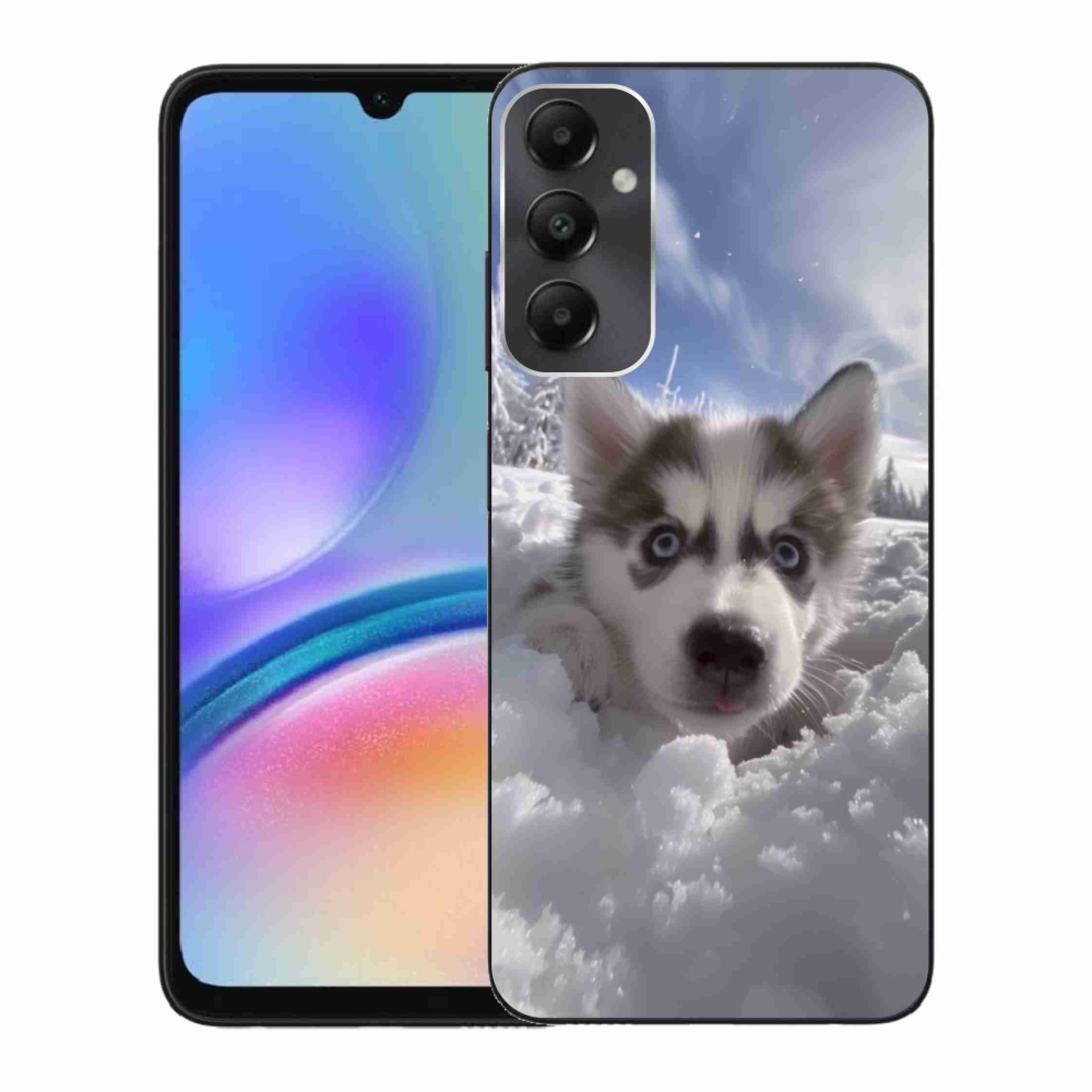 Gelový kryt mmCase na Samsung Galaxy A05s - husky ve sněhu