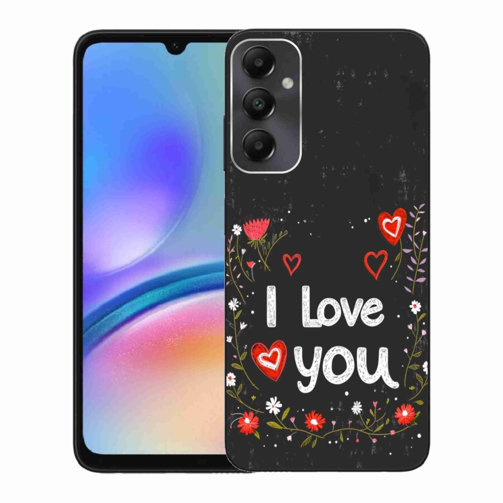 Gelový kryt mmCase na Samsung Galaxy A05s - I love you černé pozadí