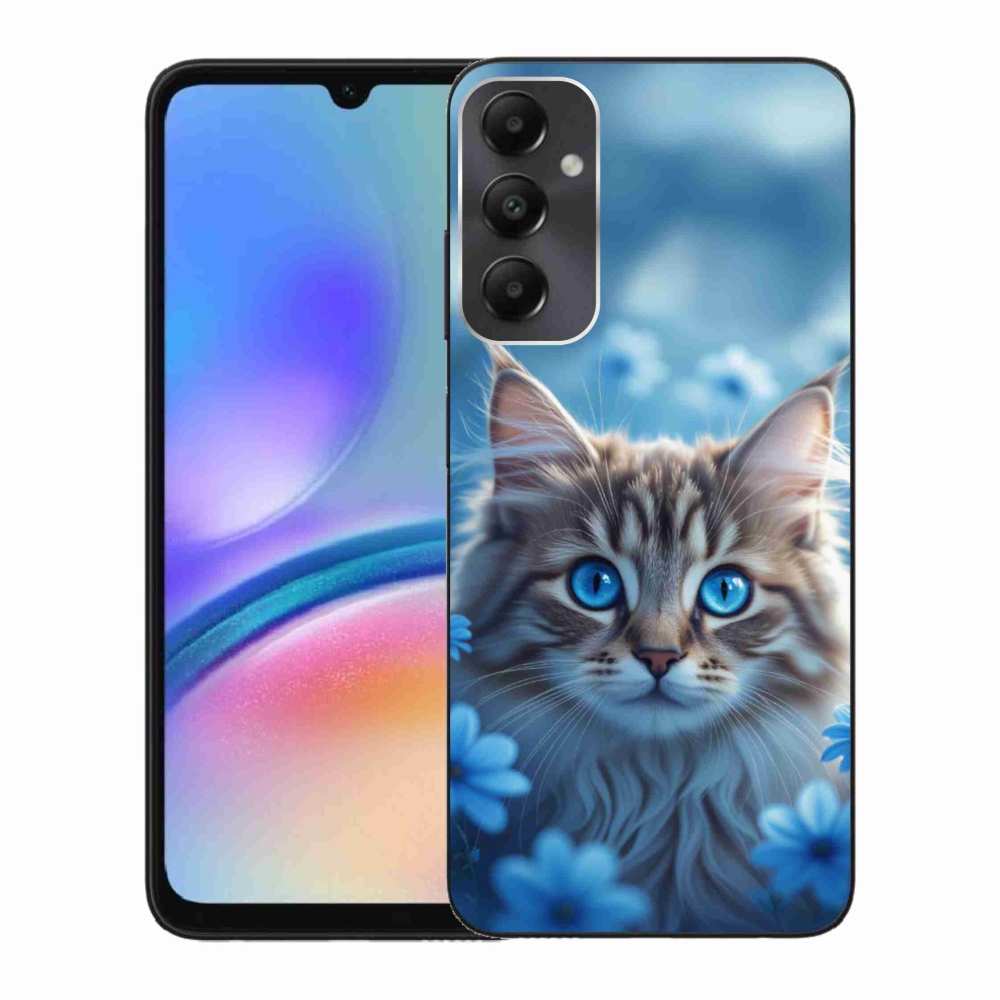 Gelový kryt mmCase na Samsung Galaxy A05s - koťátko v modrých květech