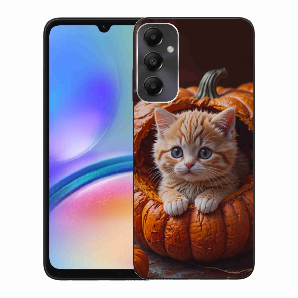 Gelový kryt mmCase na Samsung Galaxy A05s - kotě a dýně 2