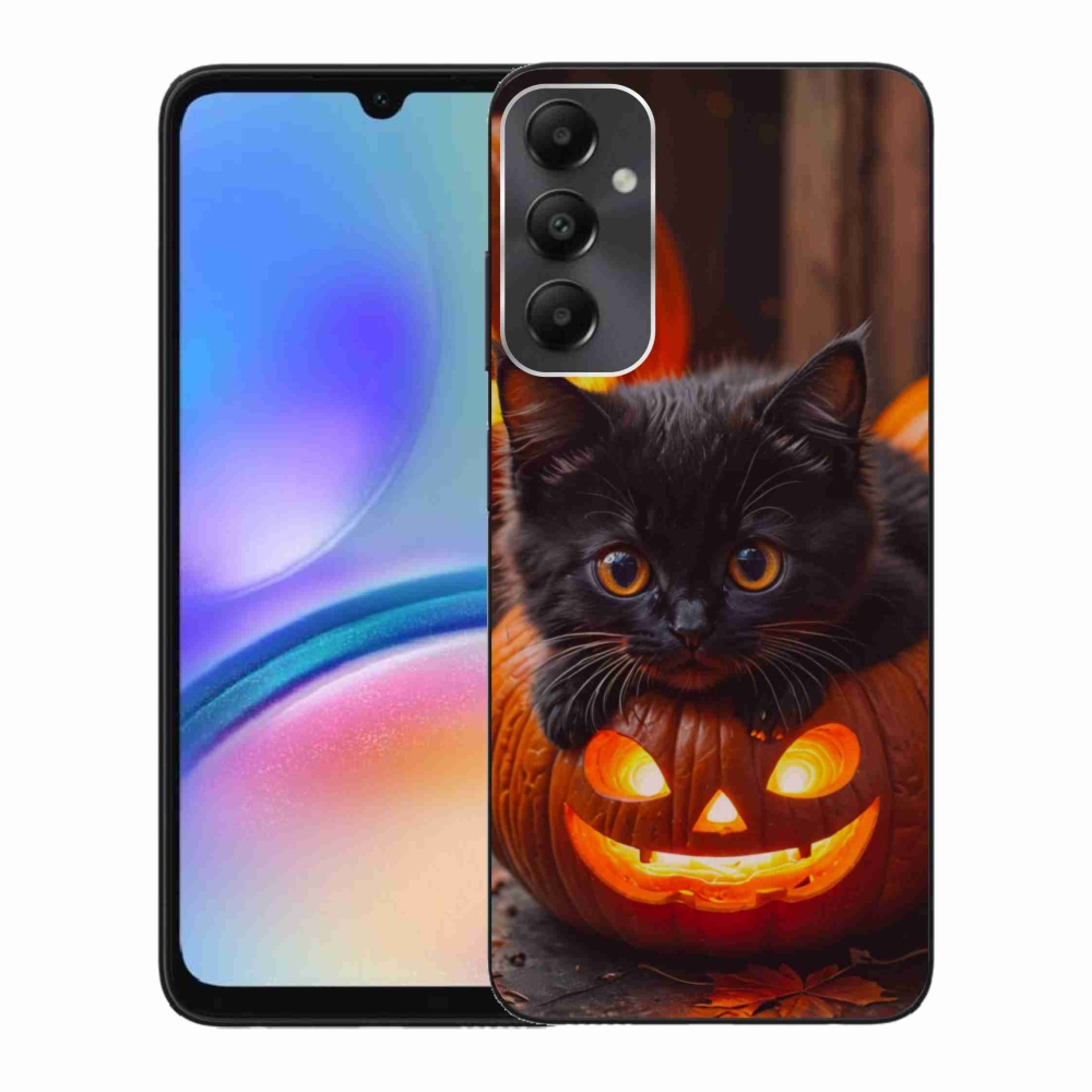 Gelový kryt mmCase na Samsung Galaxy A05s - kotě a dýně