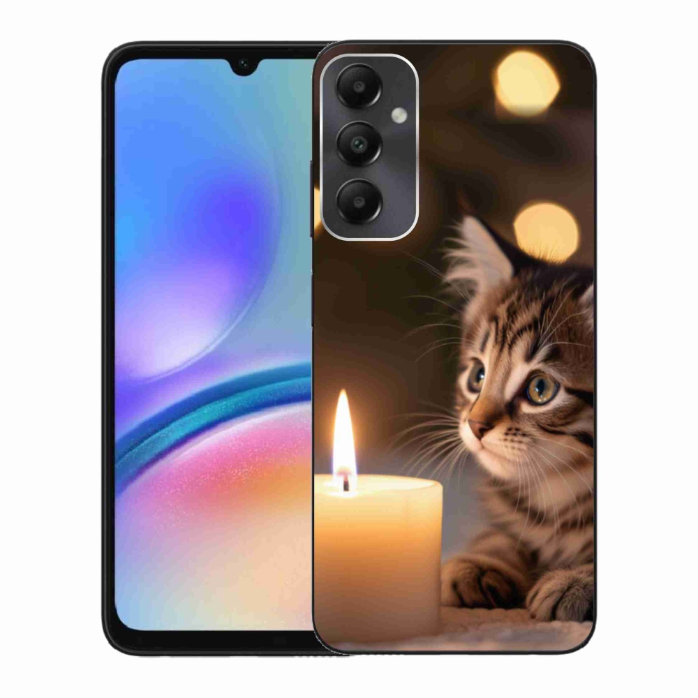 Gelový kryt mmCase na Samsung Galaxy A05s - kotě a svíčka