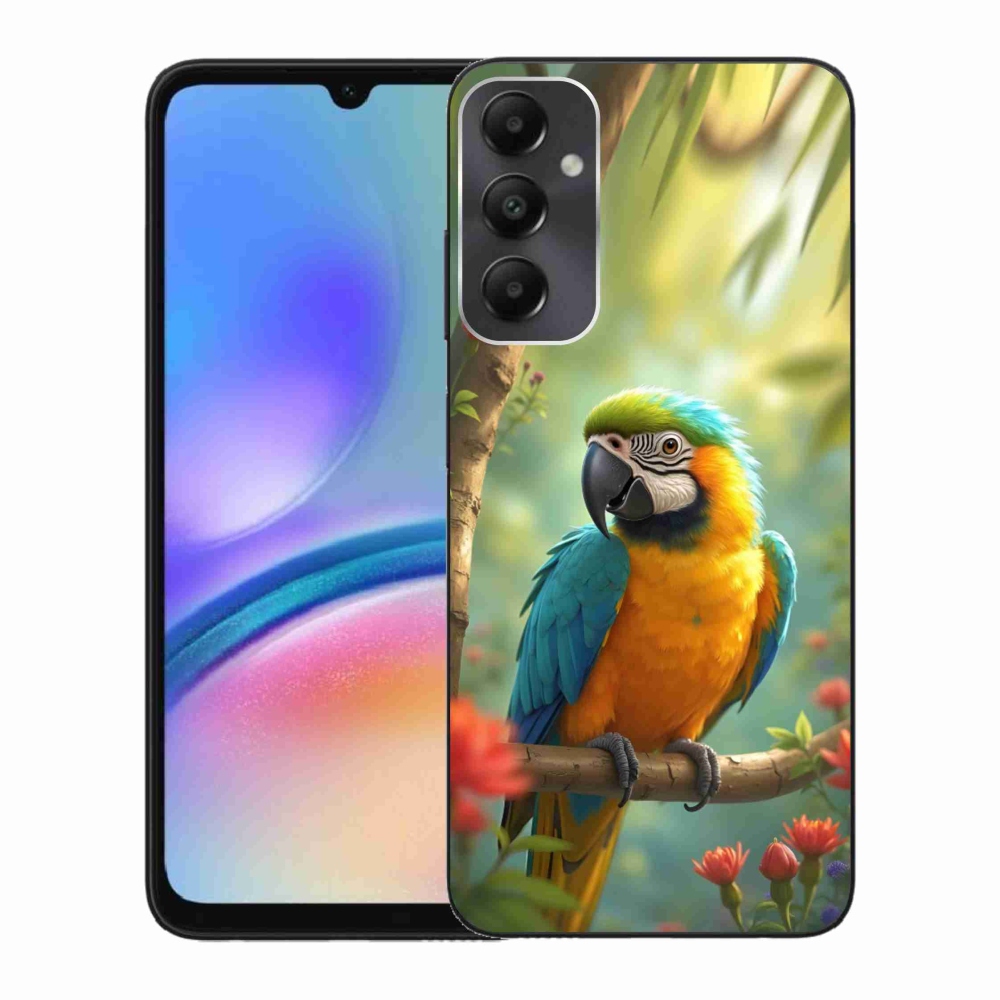 Gelový kryt mmCase na Samsung Galaxy A05s - papoušek ara modrožlutá