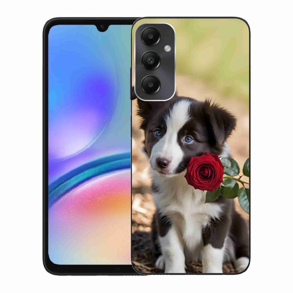 Gelový kryt mmCase na Samsung Galaxy A05s - roztomilá border kolie s růží