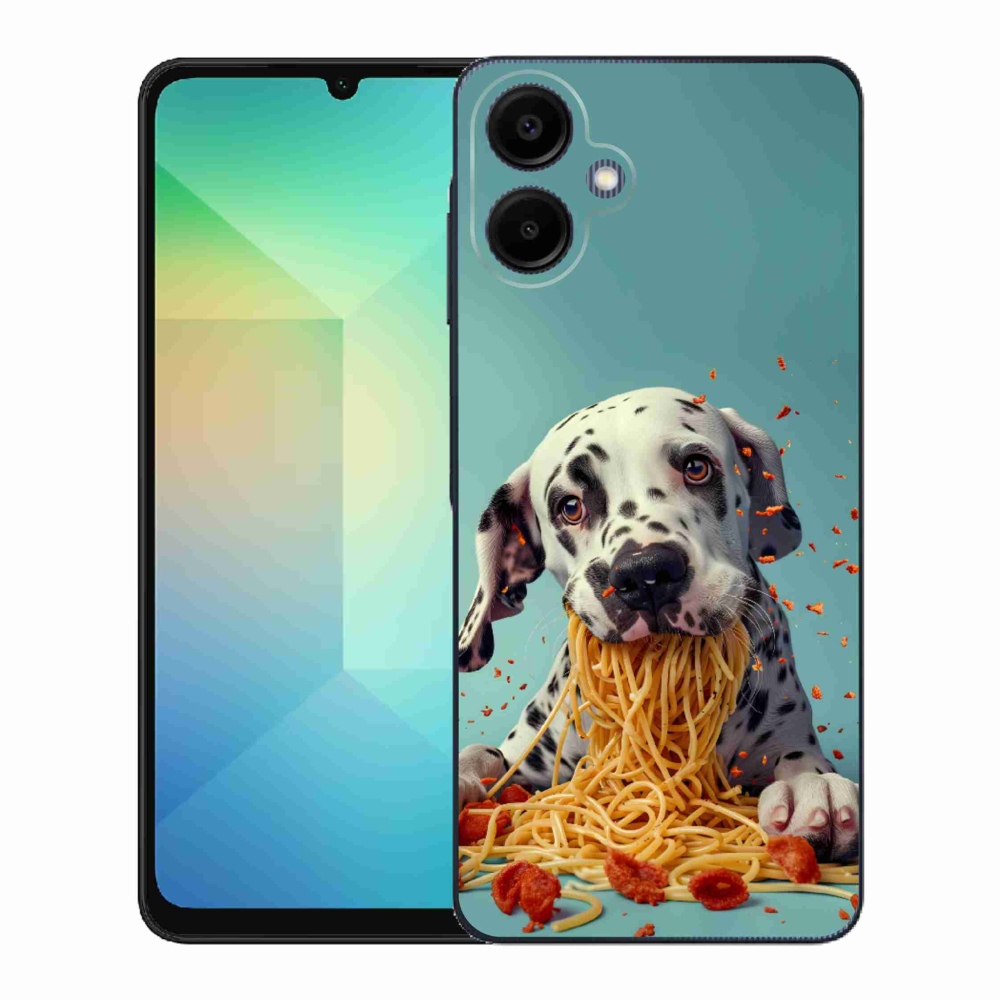 Gelový kryt mmCase na Samsung Galaxy A06 - dalmatin a špagety