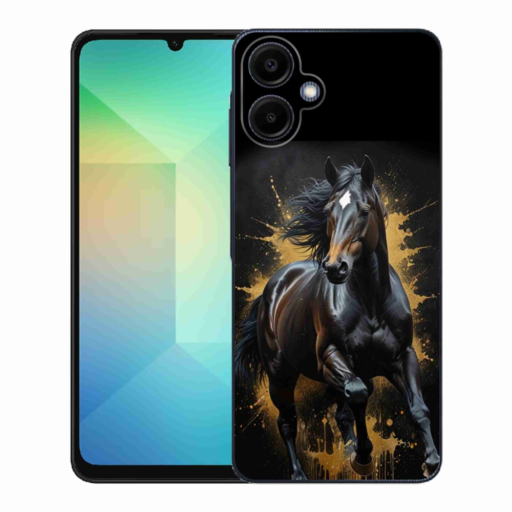 Gelový kryt mmCase na Samsung Galaxy A06 - elegantní černý hřebec