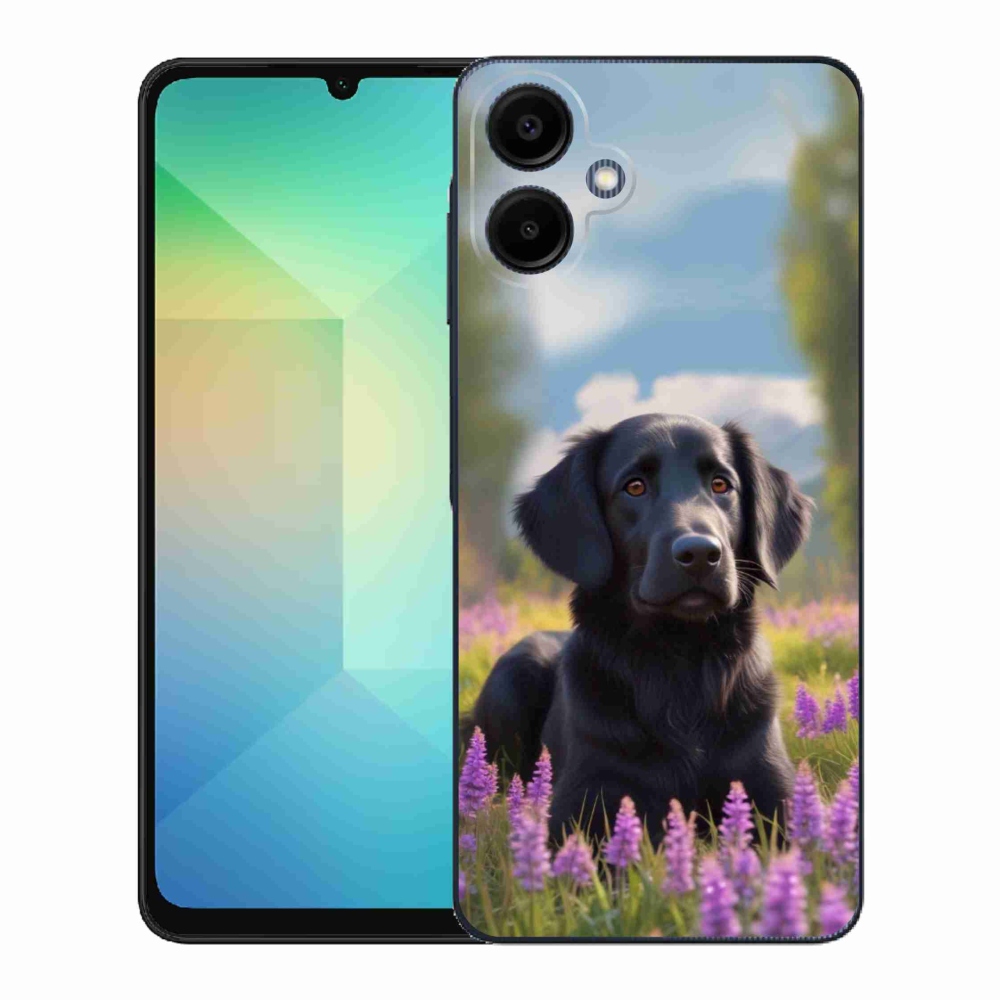 Gelový kryt mmCase na Samsung Galaxy A06 - elegantní černý retrívr