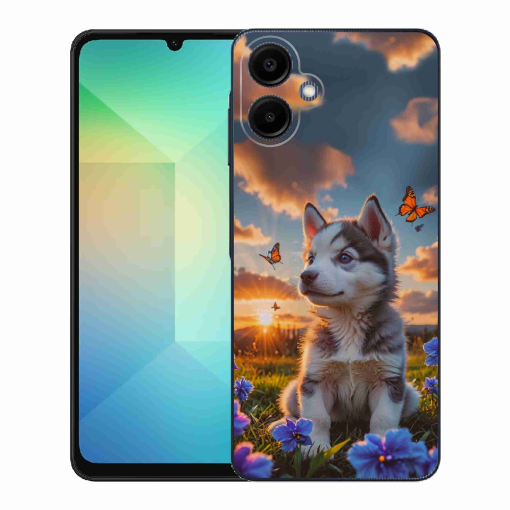 Gelový kryt mmCase na Samsung Galaxy A06 - husky při západu slunce